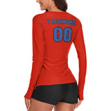 Custom Orange Red Sky Blue Women's Long-Sleeve Shirt