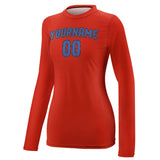 Custom Orange Red Sky Blue Women's Long-Sleeve Shirt