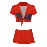 Custom Orange Red Blue Cheerleading Uniform Set