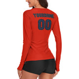 Custom Orange Red Blue Women's Long-Sleeve Shirt