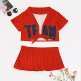 Custom Orange Red Blue Cheerleading Uniform Set