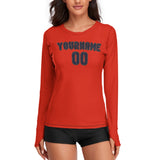 Custom Orange Red Navy Women's Long-Sleeve Shirt