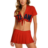 Custom Orange Red Navy Cheerleading Uniform Set