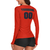 Custom Orange Red Navy Women's Long-Sleeve Shirt