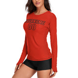 Custom Orange Red Orange Red Women's Long-Sleeve Shirt