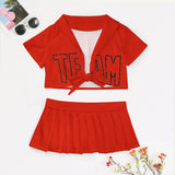Custom Orange Red Orange Red Cheerleading Uniform Set