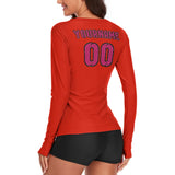 Custom Orange Red Pink Women's Long-Sleeve Shirt