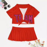 Custom Orange Red Pink Cheerleading Uniform Set