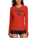 Custom Orange Red Crimson Red Women's Long-Sleeve Shirt