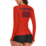 Custom Orange Red Crimson Red Women's Long-Sleeve Shirt