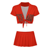 Custom Orange Red Coral Red Cheerleading Uniform Set