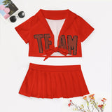Custom Orange Red Coral Red Cheerleading Uniform Set
