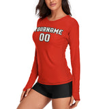 Custom Orange Red White Women's Long-Sleeve Shirt