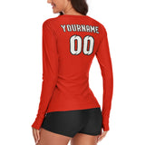 Custom Orange Red White Women's Long-Sleeve Shirt