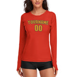 Custom Orange Red Yellow Women's Long-Sleeve Shirt