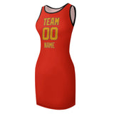 Custom Orange Red Yellow Sleeveless Vest Dress