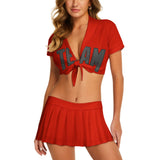 Custom Orange Red Dark Grey Cheerleading Uniform Set