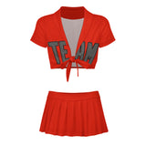 Custom Orange Red Dark Grey Cheerleading Uniform Set