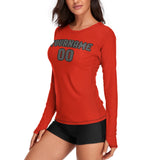 Custom Orange Red Dark Grey Women's Long-Sleeve Shirt