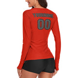 Custom Orange Red Dark Grey Women's Long-Sleeve Shirt
