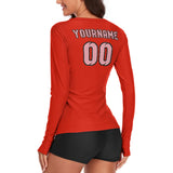 Custom Orange Red Light Pink Women's Long-Sleeve Shirt