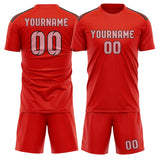 Custom Orange Red Light Pink Soccer Jersey