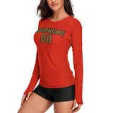 Custom Orange Red Khaki Women's Long-Sleeve Shirt
