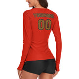Custom Orange Red Khaki Women's Long-Sleeve Shirt