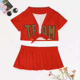 Custom Orange Red Khaki Cheerleading Uniform Set