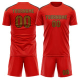 Custom Orange Red Khaki Soccer Jersey