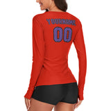Custom Orange Red Light Purple Women's Long-Sleeve Shirt