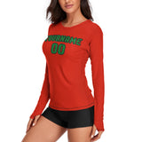 Custom Orange Red Emerald Green Women's Long-Sleeve Shirt