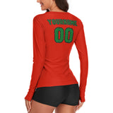Custom Orange Red Emerald Green Women's Long-Sleeve Shirt