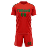 Custom Orange Red Emerald Green Soccer Jersey