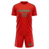 Custom Orange Red Light Khaki Soccer Jersey