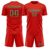 Custom Orange Red Light Khaki Soccer Jersey