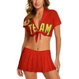 Custom Orange Red Light Yellow Cheerleading Uniform Set