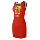 Custom Orange Red Light Yellow Sleeveless Vest Dress