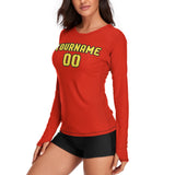 Custom Orange Red Light Yellow Women's Long-Sleeve Shirt