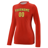 Custom Orange Red Light Yellow Women's Long-Sleeve Shirt