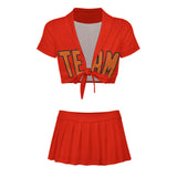 Custom Orange Red Orange Cheerleading Uniform Set