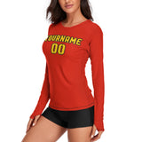 Custom Orange Red Gold Women's Long-Sleeve Shirt