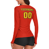 Custom Orange Red Gold Women's Long-Sleeve Shirt