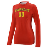 Custom Orange Red Gold Women's Long-Sleeve Shirt