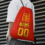 Custom Orange Red Gold Drawstring Bag