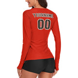 Custom Orange Red Brown Women's Long-Sleeve Shirt
