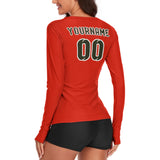 Custom Orange Red Olive Women's Long-Sleeve Shirt