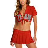 Custom Orange Red Gray Cheerleading Uniform Set