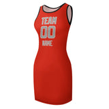 Custom Orange Red Gray Sleeveless Vest Dress