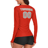 Custom Orange Red Gray Women's Long-Sleeve Shirt
